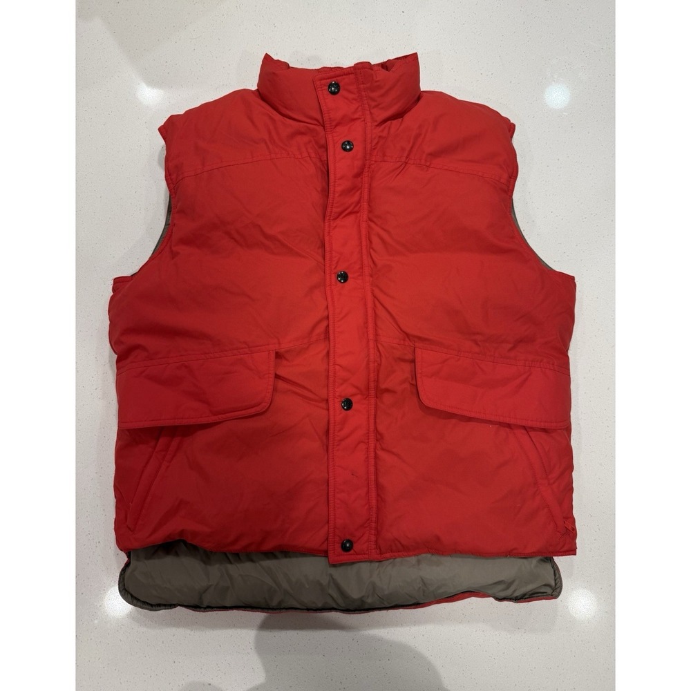 Vtg Rei Co-op‎ Goose Down Vest Men's Large Red Zip Snap